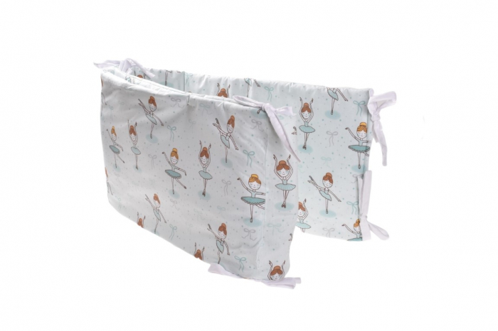 Set Aparatoare bumbac model balerine mici pe fond verde 180x33 cm si rulou 120 cm [3]