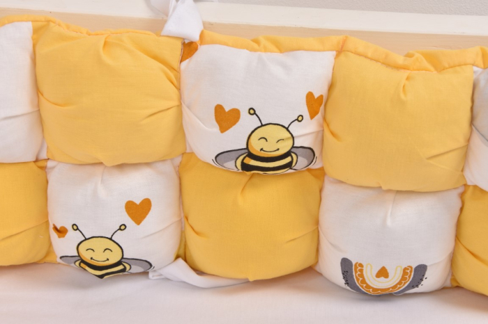 Set aparatori model cuburi  3D model albinute si galben, pentru patut Montessorri, 290 cm [4]