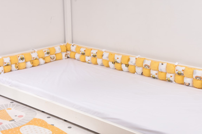 Set aparatori model cuburi  3D model albinute si galben, pentru patut Montessorri, 290 cm [1]