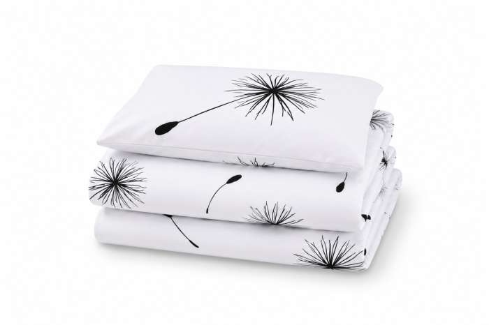 Set complet lenjerie 5 piese pentru patut incastrabil gradinita model papadii monocrom [4]