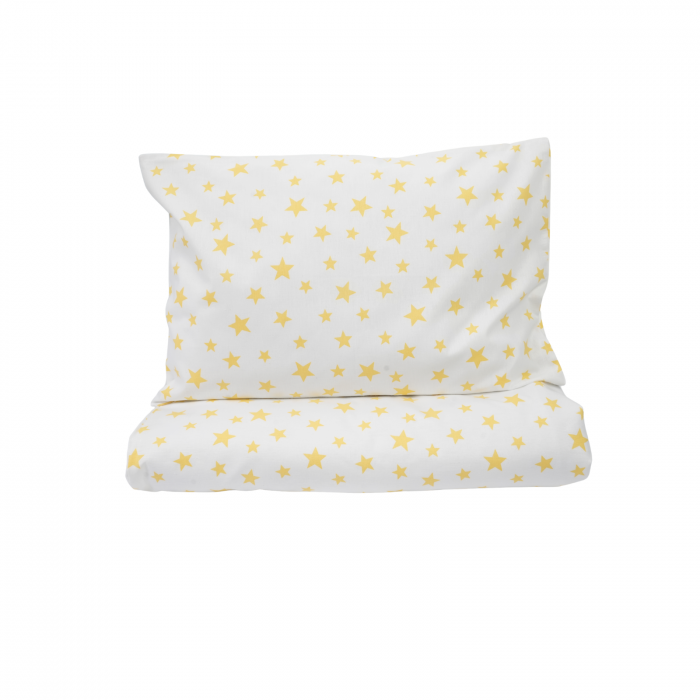Set complet Lenjerie 5 piese patut incastrabil rabatabil bumbac 100% model stelute galbene [1]