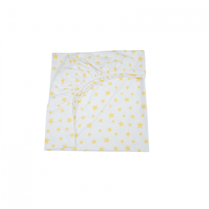 Set complet Lenjerie 5 piese patut incastrabil rabatabil bumbac 100% model stelute galbene [2]