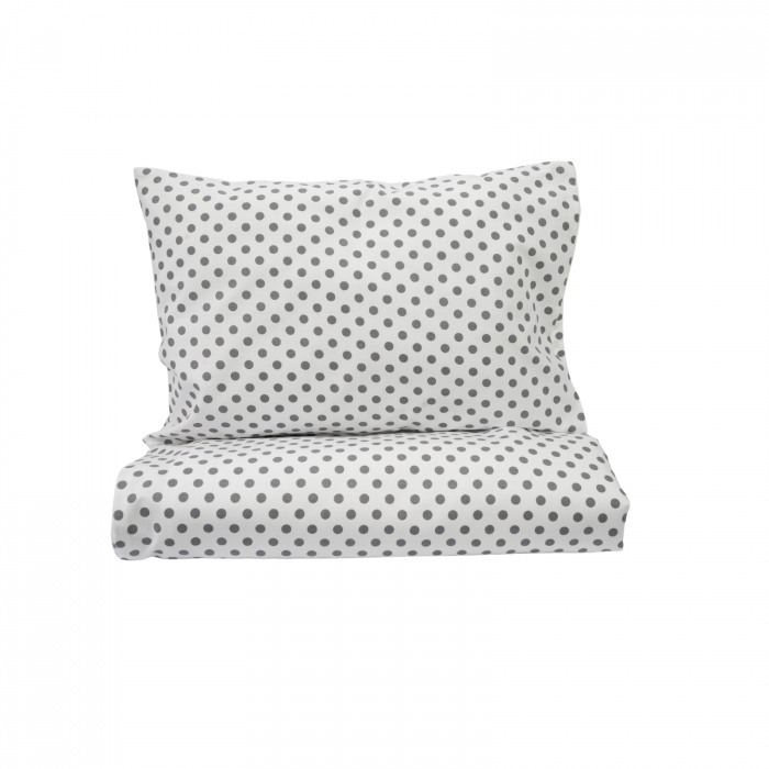 Set complet Lenjerie 5 piese patut incastrabil rabatabil bumbac 100% model bulinute gri [1]