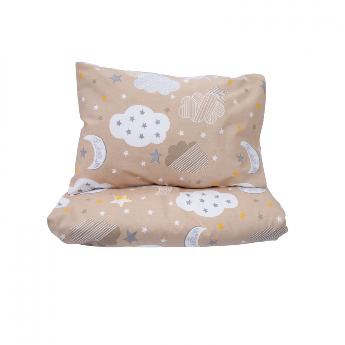 Set complet Lenjerie 5 piese patut incastrabil rabatabil bumbac 100% model norisori maro [1]