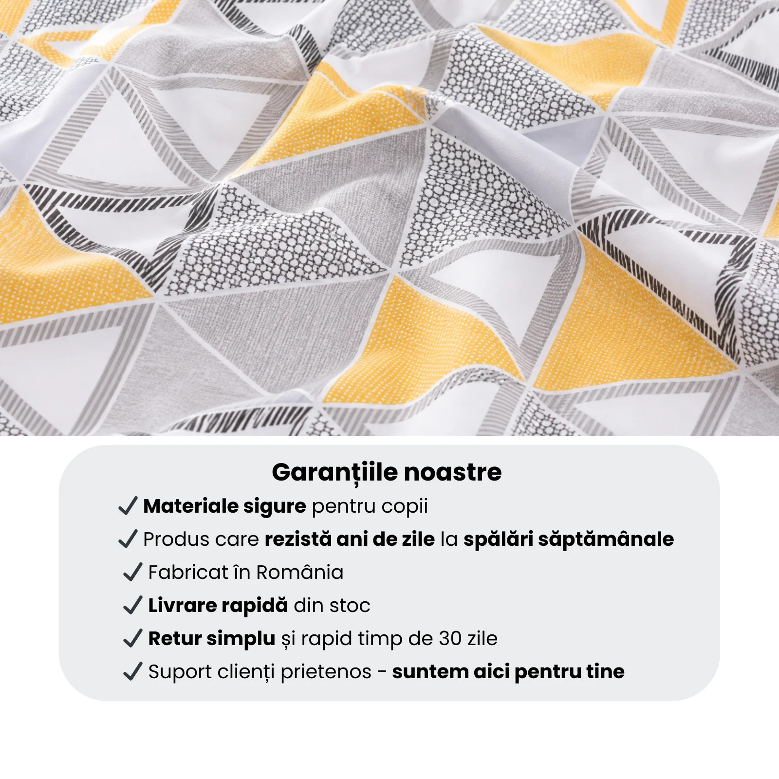Set complet lenjerie 5 piese, pătuț stivuibil grădiniță, model triunghiuri [6]