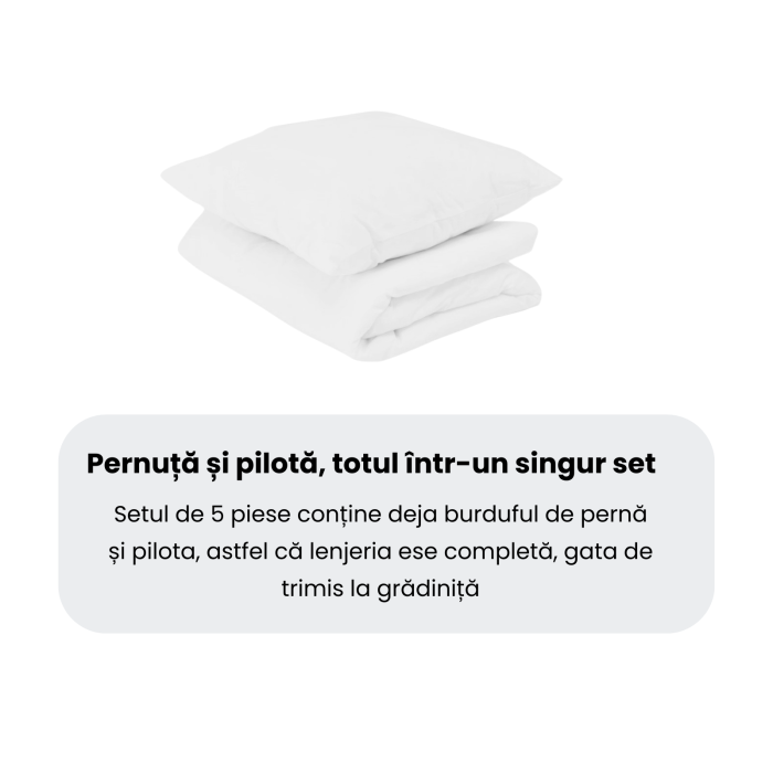 Set complet lenjerie 5 piese, pătuț stivuibil grădiniță, model triunghiuri [4]
