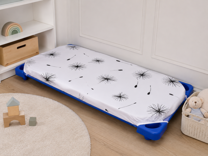 Set complet lenjerie 5 piese pentru patut stivuibil gradinita model papadii monocrom [3]