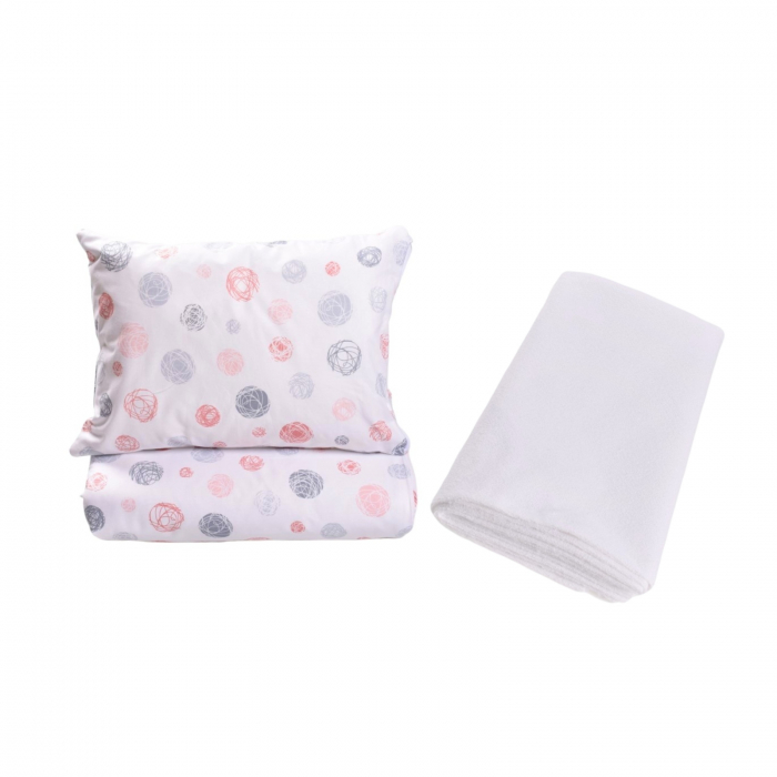 Set lenjerie 3 piese pentru patut incastrabil gradinita model ghemotoace [2]