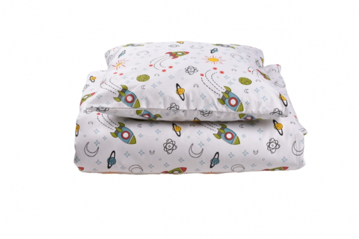 Set lenjerie 3 piese patut stivuibil gradinita, model rachete [3]