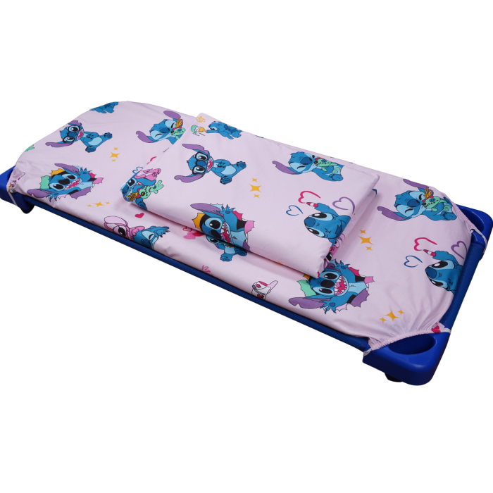 Set lenjerie 5 piese bumbac 100%, pentru pătuț stivuibil grădiniță, model Lilo&Stitch-ediție limitată [3]