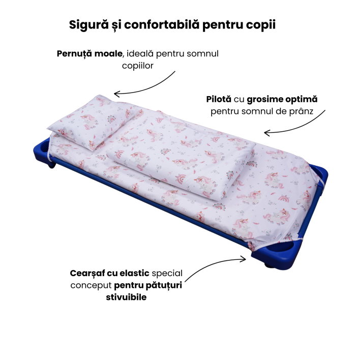 Lenjerie 5 piese patut stivuibil model unicorni roz [2]