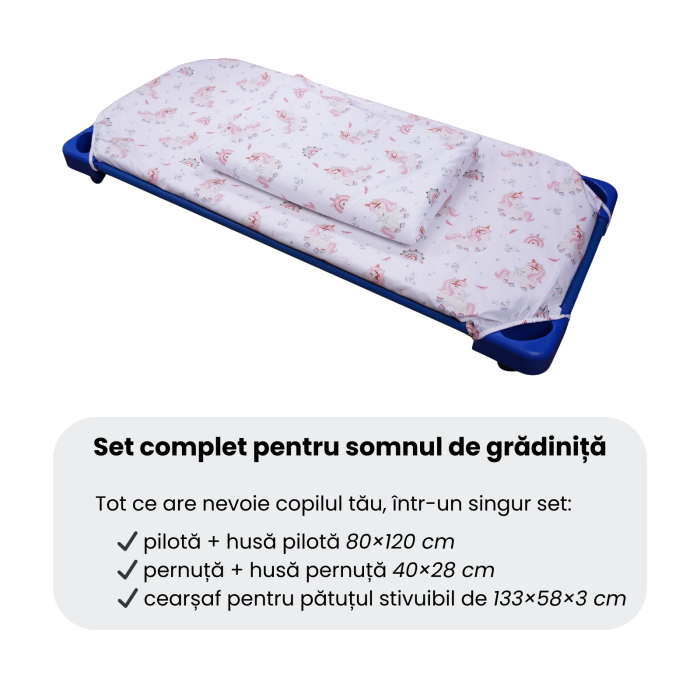 Lenjerie 5 piese patut stivuibil model unicorni roz [6]