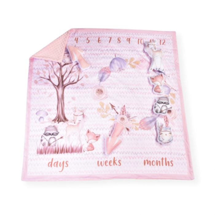 Set Paturica aniversara milestone si accesorii model Animalute 120x120 cm [2]