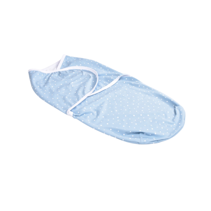 Sistem de infasat bumbac organic bleu cu bulinute, prindere cu arici 0-6 luni [1]