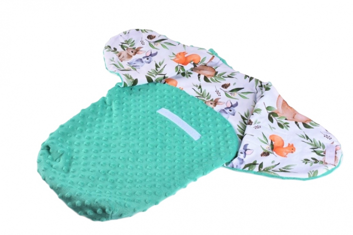 Sistem de infasat minky turquoise si bumbac 100% model caprioare 0-3 luni [2]