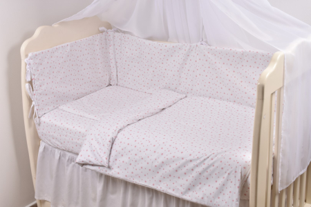 Aparatoare bumbac 100% 180x33 cm, model stelute mici roz, pentru patut de  120x60 cm [2]