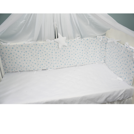 Aparatoare bumbac 100% 180x33 cm, model stelute mici bleu , pentru patut de  120x60 cm [1]