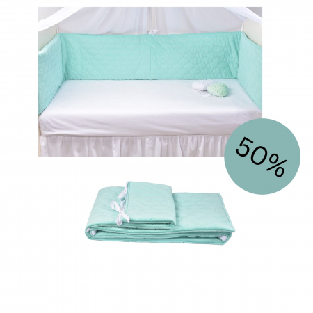 Aparatori Patut Bebe - Aparatori groase Velvet matlasat verde menta