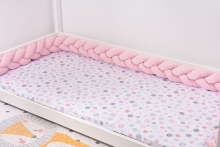 Set Aparatori Patut - Aparatori impletite Velvet roz 360 cm