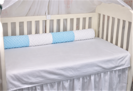 Aparatori Patut Bebe - Aparatori tip rulou minky alb/bleu