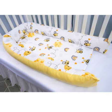 Babynest 0-6 luni bumbac 100% model albinute si galben [1]