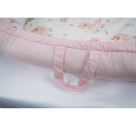 Babynest 0-6 luni bumbac 100% model unicorni si roz [3]