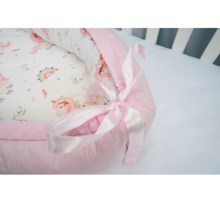 Babynest 0-6 luni bumbac 100% model unicorni si roz [2]