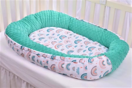 Babynest model curcubee si minky turquoise [2]