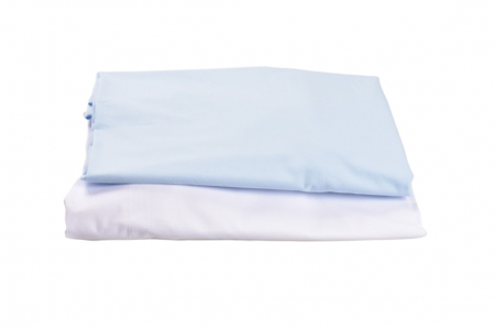 Set 2 cearsafuri bumbac 100% alb/bleu + protectie impermeabila patut 120x60 cm [1]