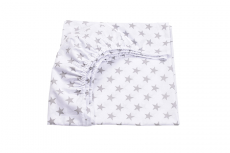 Cearsafuri si protectii - Cearsaf bumbac 100% model stelute gri patut 120x60 cm