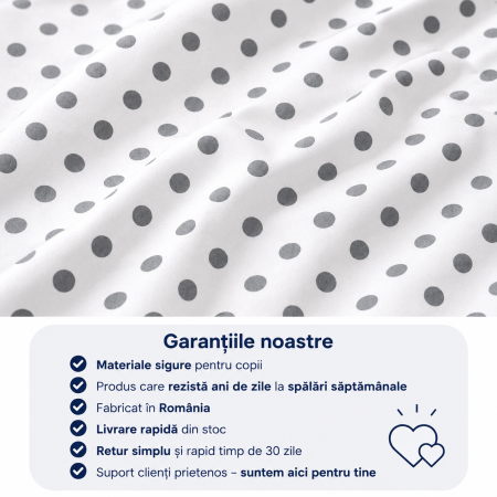 Cearșaf bumbac 100%, model bulinuțe gri 120x60 cm [2]