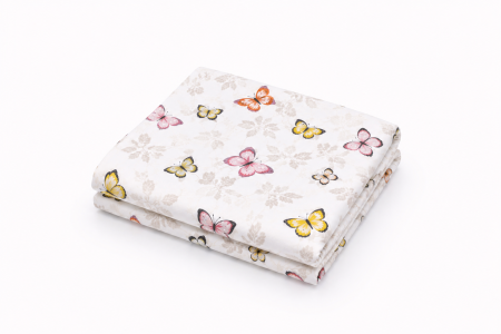 Lenjerie Pat Camera Copiilor - Cearșaf bumbac 100% model fluturași colorați, 120x60 cm