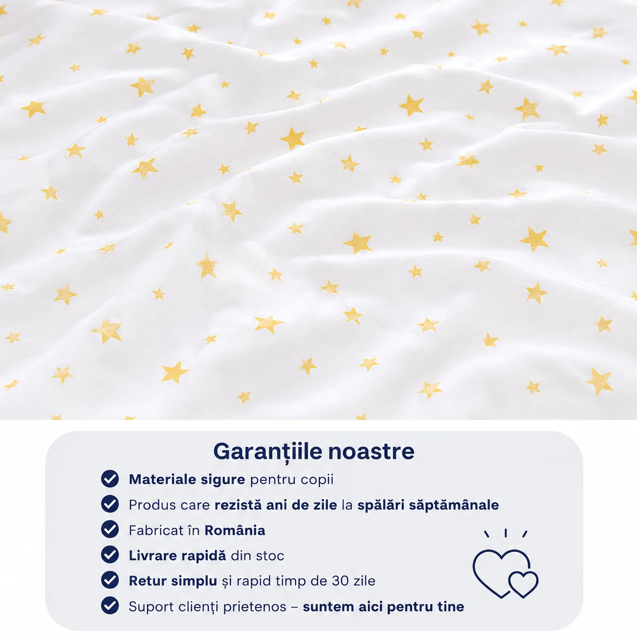 Cearșaf bumbac 100%, model steluțe galbene 120x60 cm [2]
