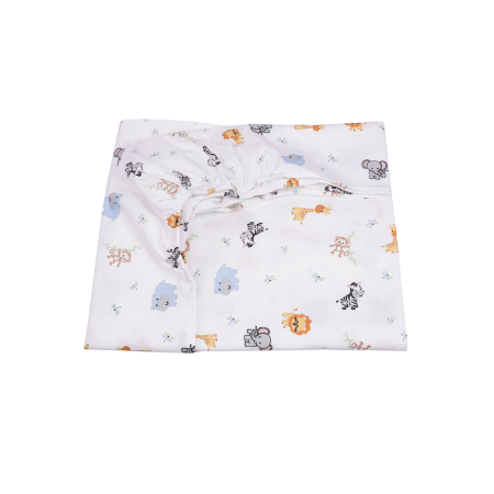 Cearsafuri si protectii - Cearsaf bumbac 100% model animalute safari 120x60 cm