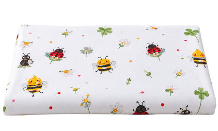 Cearșaf bumbac 100%, pătuț 140x70 cm, model buburuze și albinuțe [1]