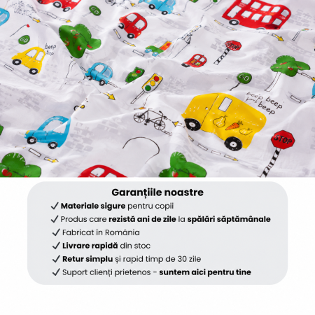 Cearșaf bumbac 100%, pătuț 140x70 cm, model mașinuțe [2]
