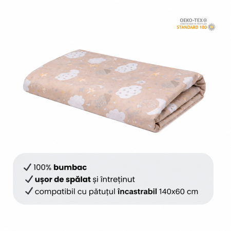 Cearșaf bumbac 100%, pătuț 140x70 cm, model norișori maro [1]