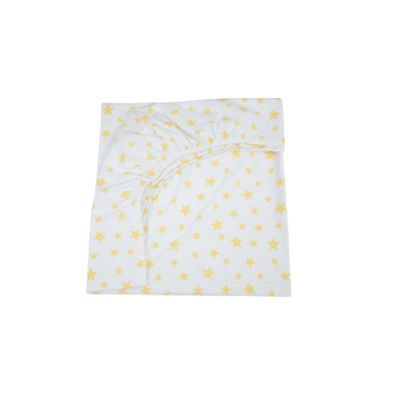 Cearsafuri si protectii - Cearsaf bumbac 100%, pătuț 140x70 cm, model steluțe galbene