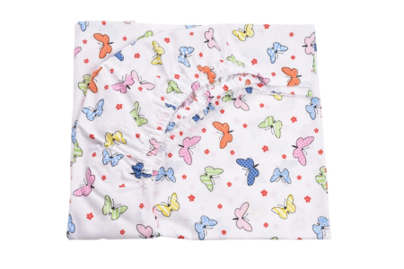 Produse individuale gradinita - Cearșaf bumbac 100%, pătuț 140x70 cm, model fluturași