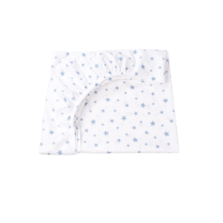 Produse individuale gradinita - Cearșaf bumbac 100%, pătuț  140x70 cm, model steluțe mici bleu