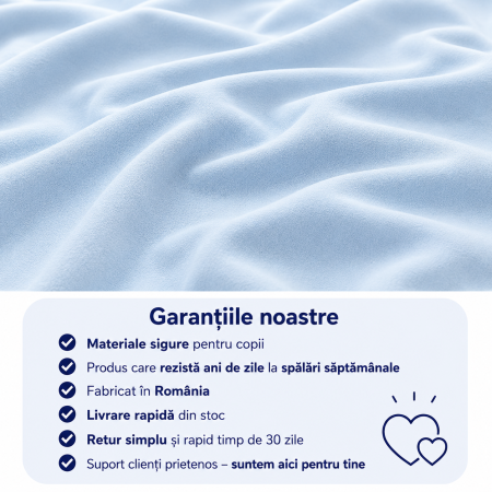 Cearșaf bumbac 100%, pătuț incastrabil grădiniță 140x60 cm, culoare bleu [3]