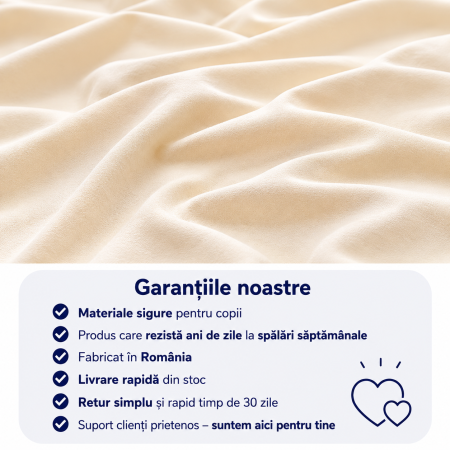 Cearsaf bumbac 100%, pătuț incastrabil grădiniță 140x60 cm, culoare crem [3]
