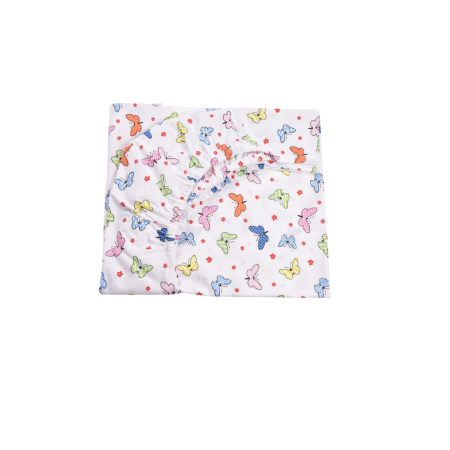 Lenjerie Pat 1 Persoana - Cearșaf bumbac 100%, pătuț incastrabil grădiniță 140x60 cm, model cu fluturași