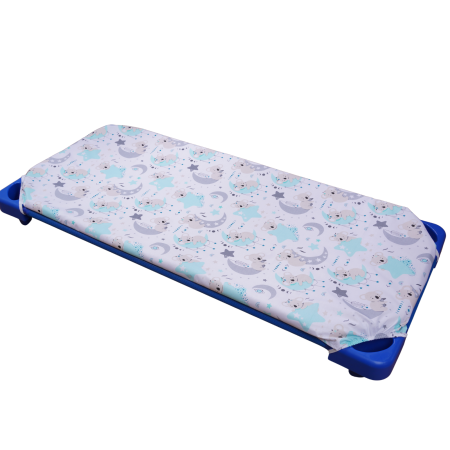 Cearsafuri si protectii - Cearșaf cu elastic, pat stivuibil grădiniță 131x55x3 cm, bumbac 100%, moale și fin,multicolor, model Ursuleț Koala