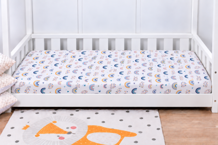 Lenjerie Pat Copii 90x200 - Cearsaf pat 90x200 cm Montessorri sau o persoana model curcubee colorate