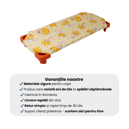 Cearsaf patut stivuibil bumbac 100% standard, model ursuleti pe fond galben [4]