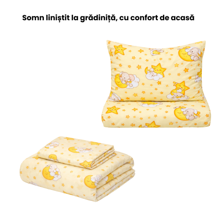 Cearsaf patut stivuibil bumbac 100% standard, model ursuleti pe fond galben [1]