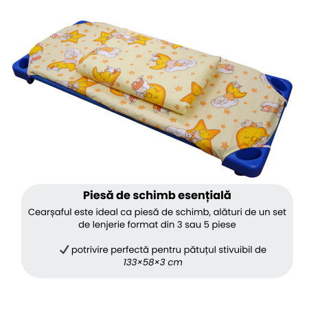 Cearsaf patut stivuibil bumbac 100% standard, model ursuleti pe fond galben [3]