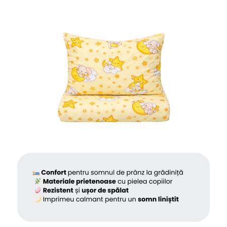 Cearsaf patut stivuibil bumbac 100% standard, model ursuleti pe fond galben [5]