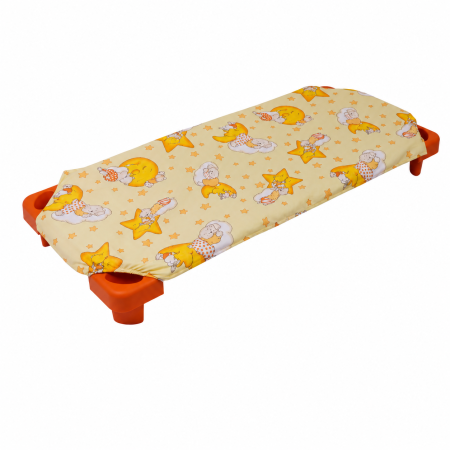 Cearsaf patut stivuibil bumbac 100% standard, model ursuleti pe fond galben